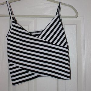Black and white strip crop top